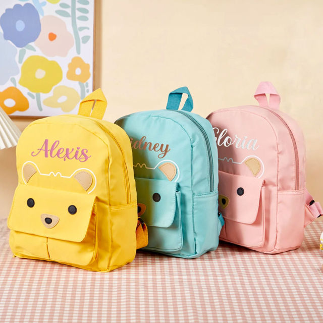 Picture of Personalized Embroidered Bear Toddler Backpack with Name - School Bag - personalized Back to School Gift for Kids