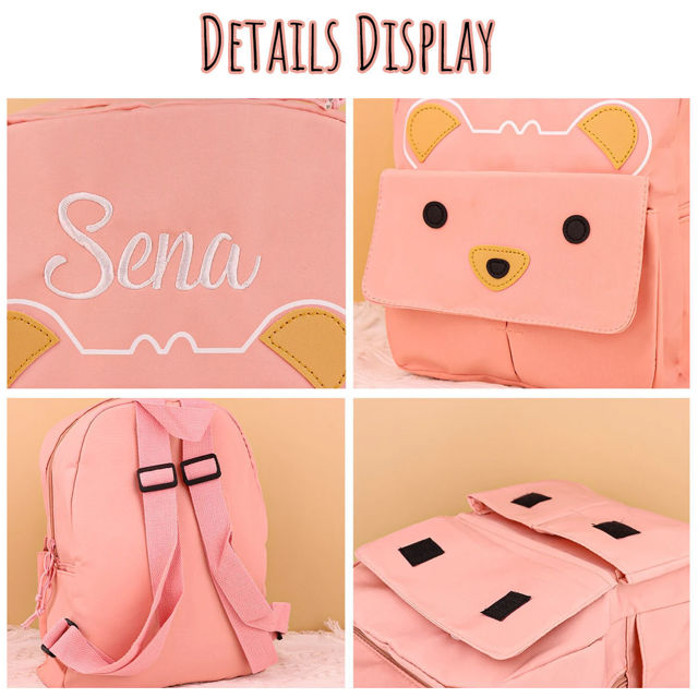 Picture of Personalized Embroidered Bear Toddler Backpack with Name - School Bag - personalized Back to School Gift for Kids