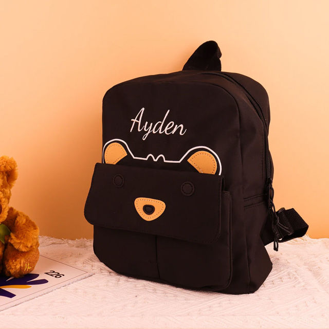 Picture of Personalized Embroidered Bear Toddler Backpack with Name - School Bag - personalized Back to School Gift for Kids
