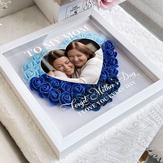 Picture of Personalized Photo Flower Shadow Box - Custom Mom's Rose Frame Box - Custom Flower Shadow Box with Text - Personalized Birthday and Mother's Day Gift for Mom