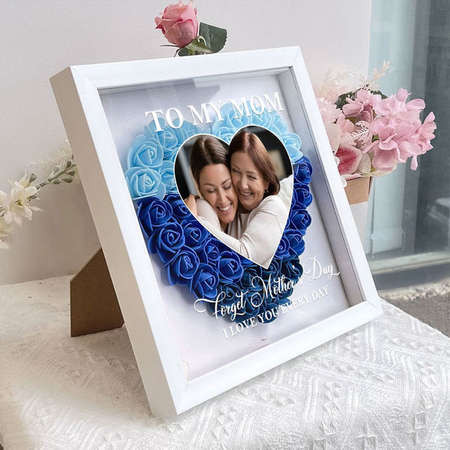 Picture of Personalized Photo Flower Shadow Box - Custom Mom's Rose Frame Box - Custom Flower Shadow Box with Text - Personalized Birthday and Mother's Day Gift for Mom