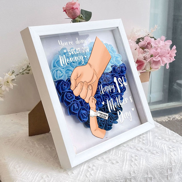 Picture of Personalized Happy First Mother's Day Flower Shadow Box - Custom Mom's Rose Frame Box - Personalized Mother's Day Gift for Mom