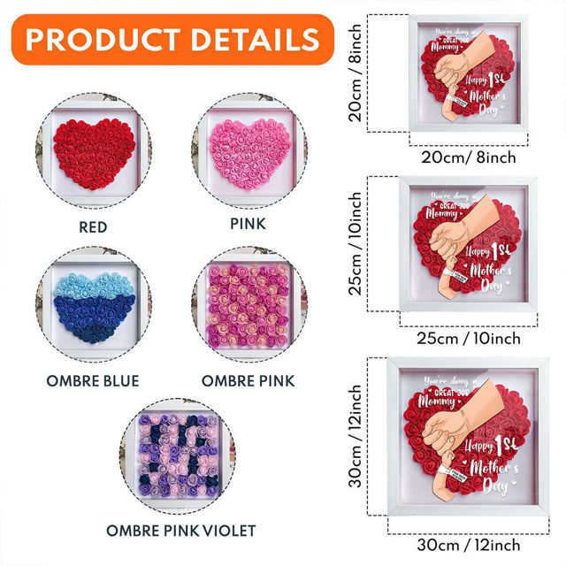 Picture of Personalized Happy First Mother's Day Flower Shadow Box - Custom Mom's Rose Frame Box - Personalized Mother's Day Gift for Mom