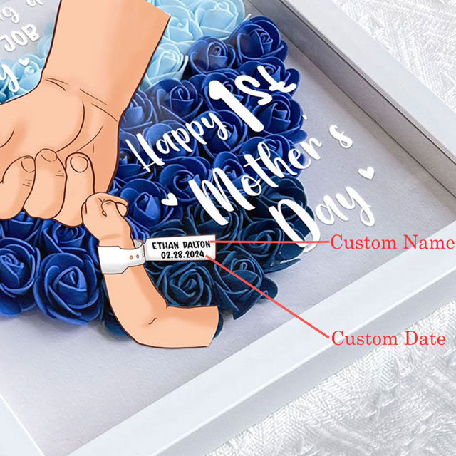 Picture of Personalized Happy First Mother's Day Flower Shadow Box - Custom Mom's Rose Frame Box - Personalized Mother's Day Gift for Mom