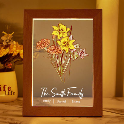 Picture of Custom Birth Flower Frame with Kids Names - Single or 3 Colors Optional - Personalized Mother's Day Gifts for Mom and Grandma