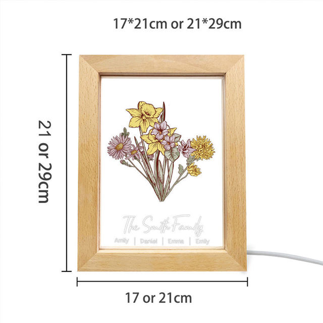 Picture of Custom Birth Flower Frame with Kids Names - Single or 3 Colors Optional - Personalized Mother's Day Gifts for Mom and Grandma