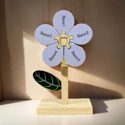 Picture of Personalized 3D Petal Flowers - Custom Wooden Plants with Family Names - Personalized Wooden Flower Puzzles for Mother's Day and Father's Day