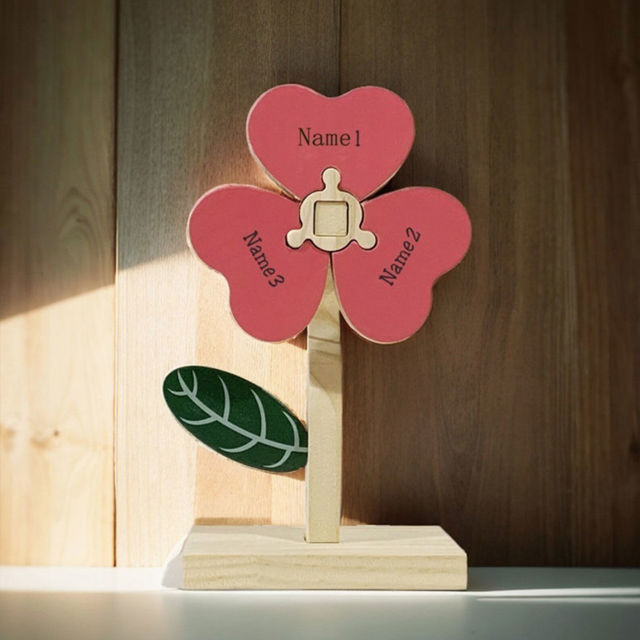 Picture of Personalized 3D Petal Flowers - Custom Wooden Plants with Family Names - Personalized Wooden Flower Puzzles for Mother's Day and Father's Day