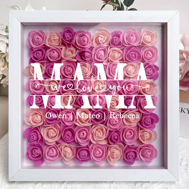 Picture of Personalized Flower Shadow Box for Nana - Custom Nana's Rose Frame Box - Custom Flower Box with Kids Names - Personalized Birthday and Mother's Day Gift for Grandma