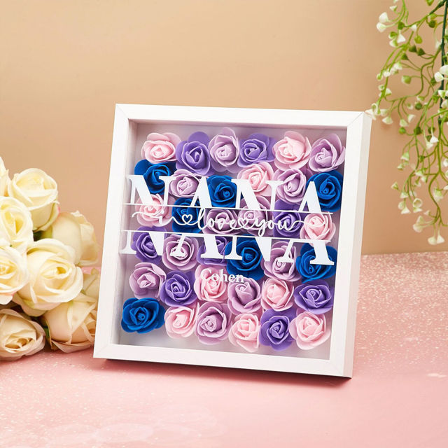 Picture of Personalized Flower Shadow Box for Nana - Custom Nana's Rose Frame Box - Custom Flower Box with Kids Names - Personalized Birthday and Mother's Day Gift for Grandma