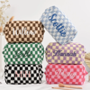 Picture of Personalized Knitted Checkerboard Plaid Makeup Bag with Embroidered Name - Personalized Travel lettered Makeup Bag