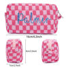 Picture of Personalized Knitted Checkerboard Plaid Makeup Bag with Embroidered Name - Personalized Travel lettered Makeup Bag