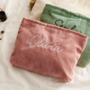 Picture of Personalized Embroidered Corduroy Makeup Bag - Bridesmaid Makeup Bag - Embroidered Toiletry Bag