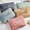 Picture of Personalized Embroidered Corduroy Makeup Bag - Bridesmaid Makeup Bag - Embroidered Toiletry Bag