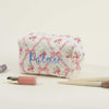 Picture of Personalized Embroidered Name Makeup Bag with Flower pattern - Personalized Travel lettered Makeup Bag