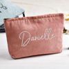 Picture of Personalized Embroidered Corduroy Makeup Bag - Bridesmaid Makeup Bag - Embroidered Toiletry Bag