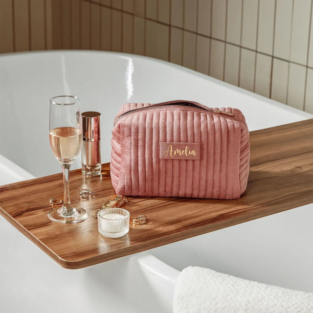 Picture of Personalized Velvet Toiletry Bag for Women - Personalized bridesmaid Gifts - Travel  Wash Bag For Women - Christmas Gift