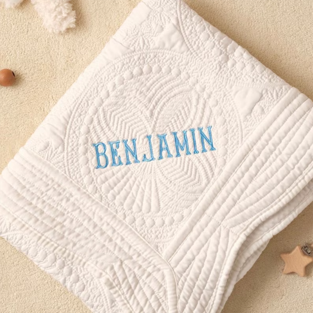 Picture of Personalized Baby Name Blanket - Embroidered Letter Blanket - Custom Embroidered Baby Blanket