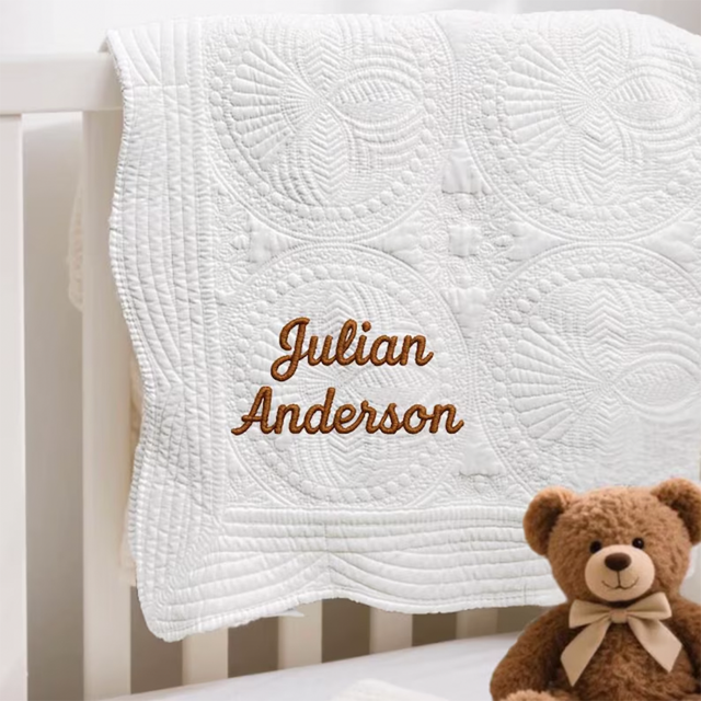 Picture of Personalized Baby Name Blanket - Embroidered Letter Blanket - Custom Embroidered Baby Blanket