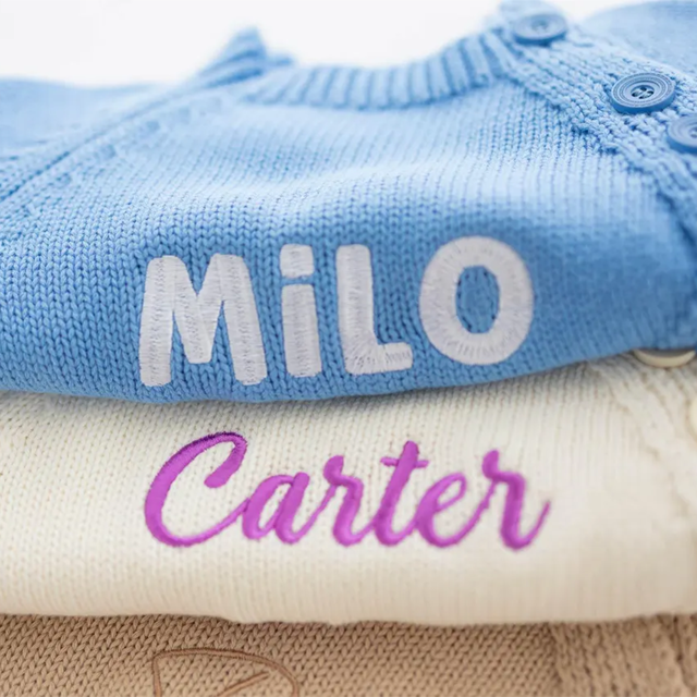 Picture of Custom Baby Bodysuit Set – Custom Embroidered Newborn Knit Outfit with Hat – Personalized Baby Clothes Gift