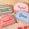 Picture of Personalized embroidered striped pom-pom cosmetic bag - Personalized travel and business travel portable organizer
