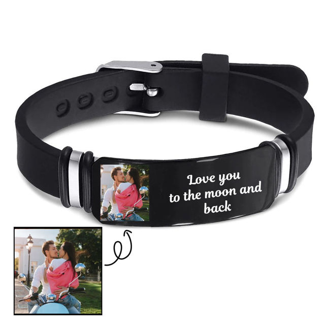 Picture of Personalized Photo Bracelets with Text - Valentine's Day Gift for Him - Custom Engraved Bracelet - Custom Jewelry