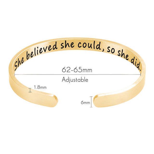 Picture of Custom engraved Cuff Bracelet - Personalized Stainless Steel Bracelet - Valentine's Day Gift - Custom Jewelry