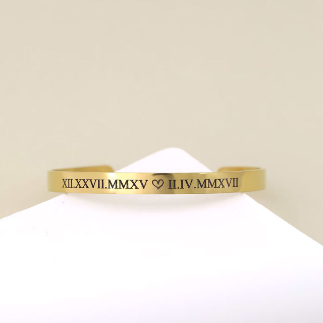 Picture of Custom engraved Cuff Bracelet - Personalized Stainless Steel Bracelet - Valentine's Day Gift - Custom Jewelry