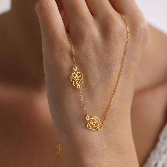 Picture of Custom Birth Month Flower Necklace - Custom Stainless Steel Necklace - Bridesmaid Gift - Birthday Gift - Custom Jewelry