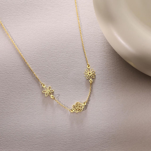 Picture of Custom Birth Month Flower Necklace - Custom Stainless Steel Necklace - Bridesmaid Gift - Birthday Gift - Custom Jewelry