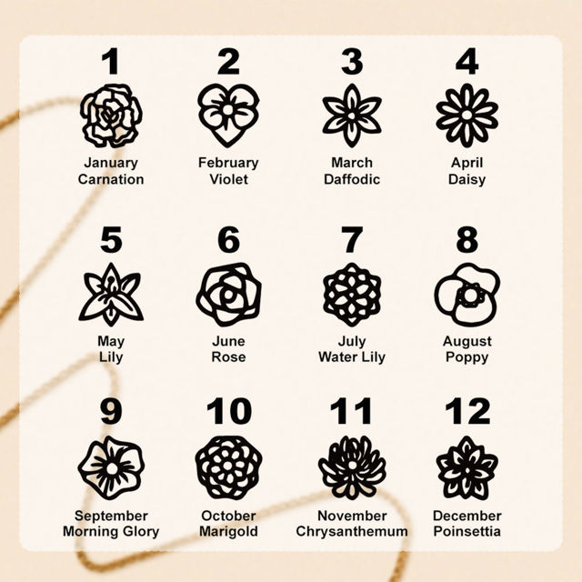 Picture of Personalized Birth Month Flower Necklace -  Month Flower Charm Stainless Steel Necklace - Mothers Day Gifts - Custom Jewelry