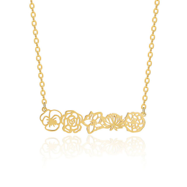 Picture of Personalized Birth Month Flower Necklace -  Month Flower Charm Stainless Steel Necklace - Mothers Day Gifts - Custom Jewelry