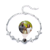 Picture of Personalized Photo Projection Charm Bracelet with Heart Chain - Four-Leaf Clover Style - Memorial Picture Bracelet for Her - Personalized Gifts for Valentine's Day and Anniversary