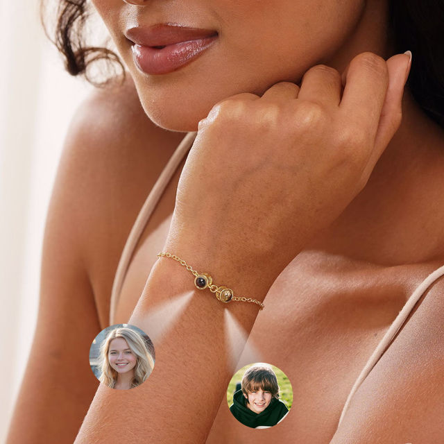 Picture of Custom Photo Projection Bracelet - Personalized Memorial Picture Bracelet with One or Two Photos - Valentine's Day, Anniversary, Mother's day, Christmas Gifts