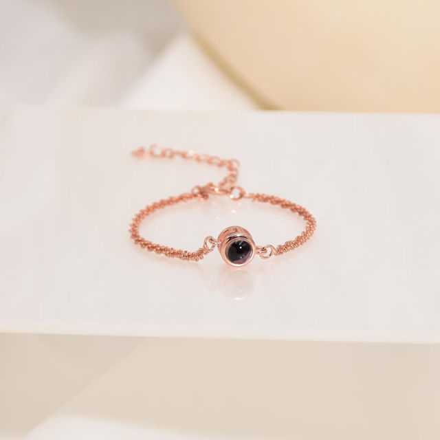 Picture of Custom Photo Projection Bracelet - Personalized Photo Bracelet Sparkling Chain - Personalized Picture Inside Bracelet - Best Gifts for Friends