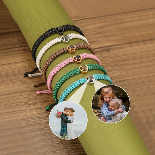 Picture of Personalized Photo Projection Bracelet - Handmade Minimalist Memorial Projection Jewelry - Heart-Shaped Bracelet - Gift for Her and Him