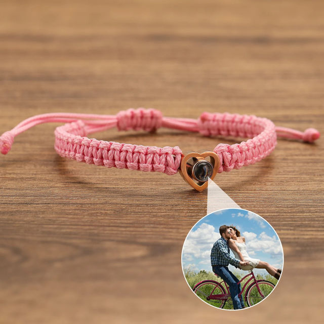 Picture of Personalized Photo Projection Bracelet - Handmade Minimalist Memorial Projection Jewelry - Heart-Shaped Bracelet - Gift for Her and Him