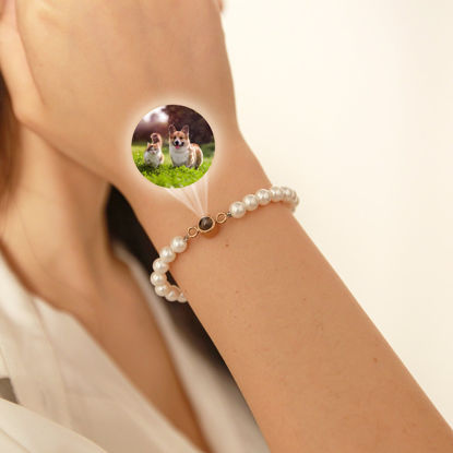 Picture of Personalized Photo Projection Bracelet - White Beaded Bracelet - Valentine's Day gifts for Women and Girls