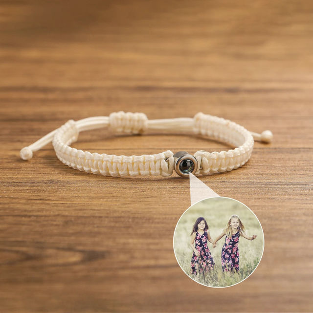 Picture of Personalized Projection Bracelet - Braided Rope Design - Personalized Memorial Picture Bracelet - Couple Bracelet for Her and Him - Gift for Valentine's Day