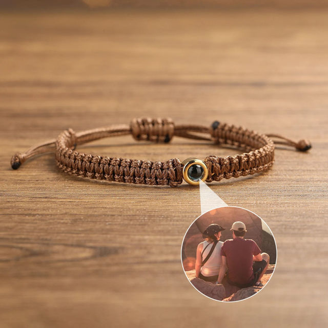 Picture of Personalized Projection Bracelet - Braided Rope Design - Personalized Memorial Picture Bracelet - Couple Bracelet for Her and Him - Gift for Valentine's Day