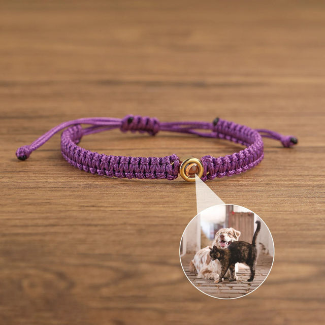 Picture of Personalized Projection Bracelet - Braided Rope Design - Personalized Memorial Picture Bracelet - Couple Bracelet for Her and Him - Gift for Valentine's Day
