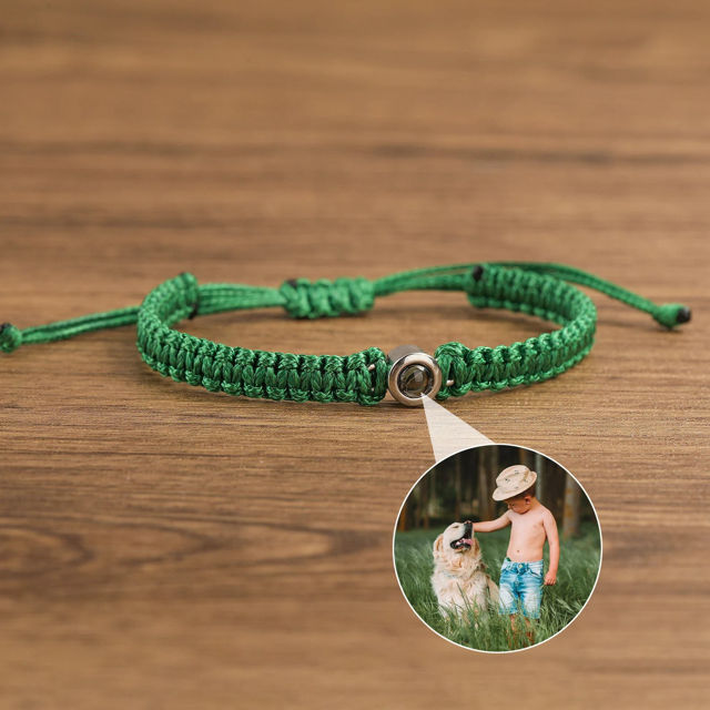 Picture of Personalized Projection Bracelet - Braided Rope Design - Personalized Memorial Picture Bracelet - Couple Bracelet for Her and Him - Gift for Valentine's Day