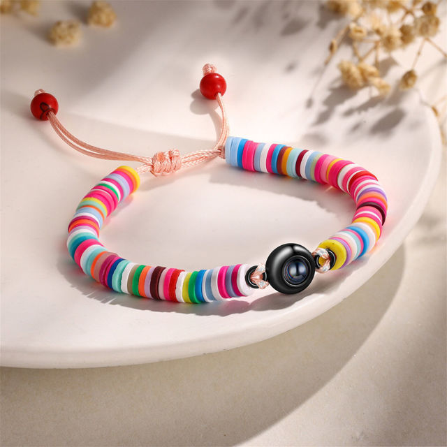 Picture of Personalized Projection Photo Bracelet - Personalized Back to School Gift for Her - Photo Projection Bracelet - Handmade Colorful Cord