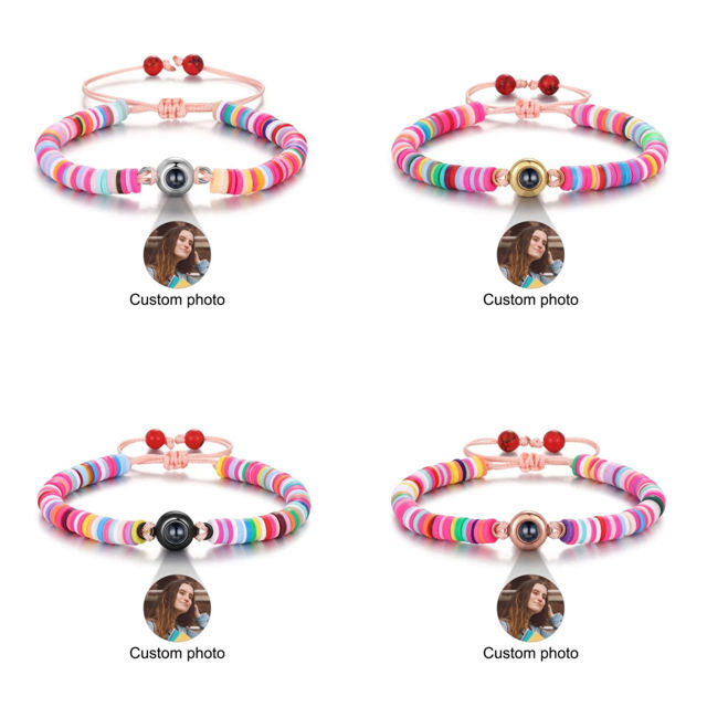 Picture of Personalized Projection Photo Bracelet - Personalized Back to School Gift for Her - Photo Projection Bracelet - Handmade Colorful Cord