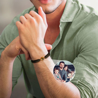 Picture of Personalized Photo Projection Bracelet for Men - Handmade Braided Photo Bracelet for Dad - Memorial Photo Bracelet Men -Fathers Day Gift for Dad and Husband