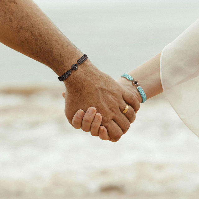 Picture of Personalized Photo Projection Bracelet for Men - Handmade Braided Photo Bracelet for Dad - Memorial Photo Bracelet Men -Fathers Day Gift for Dad and Husband