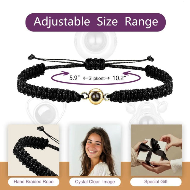 Picture of Personalized Photo Projection Bracelet for Men - Handmade Braided Photo Bracelet for Dad - Memorial Photo Bracelet Men -Fathers Day Gift for Dad and Husband