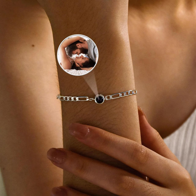 Picture of Custom Photo Bracelet - Geometric Chain Bracelet - Personalized Gift for Her