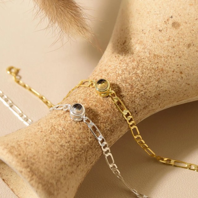 Picture of Custom Photo Bracelet - Geometric Chain Bracelet - Personalized Gift for Her