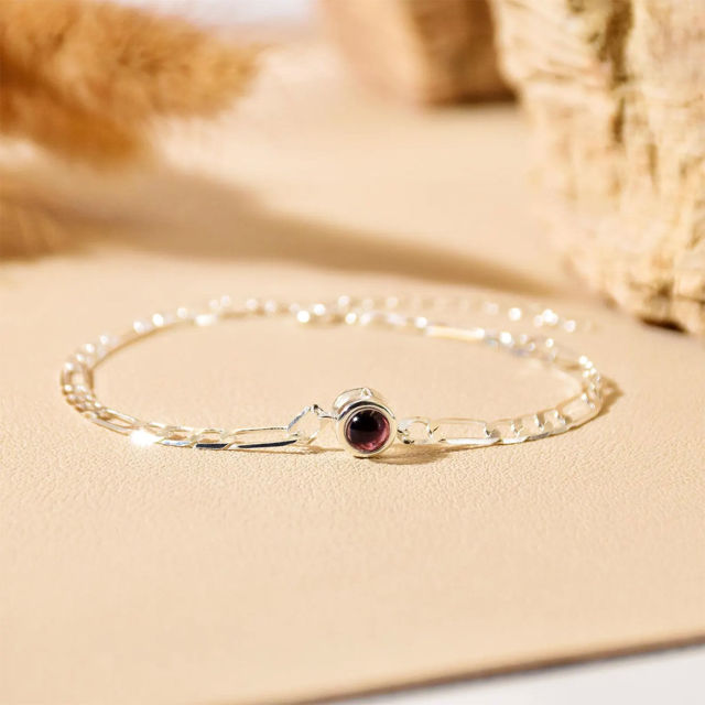 Picture of Custom Photo Bracelet - Geometric Chain Bracelet - Personalized Gift for Her